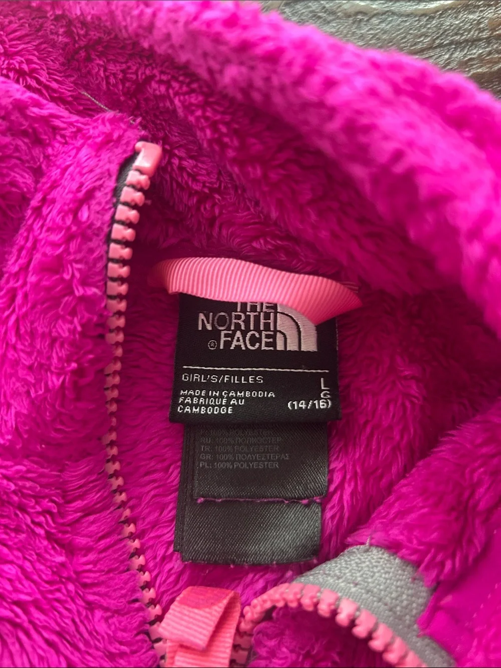 The North Face Kids Hot Pink Fuzzy Fleece Full-Zip Jacket